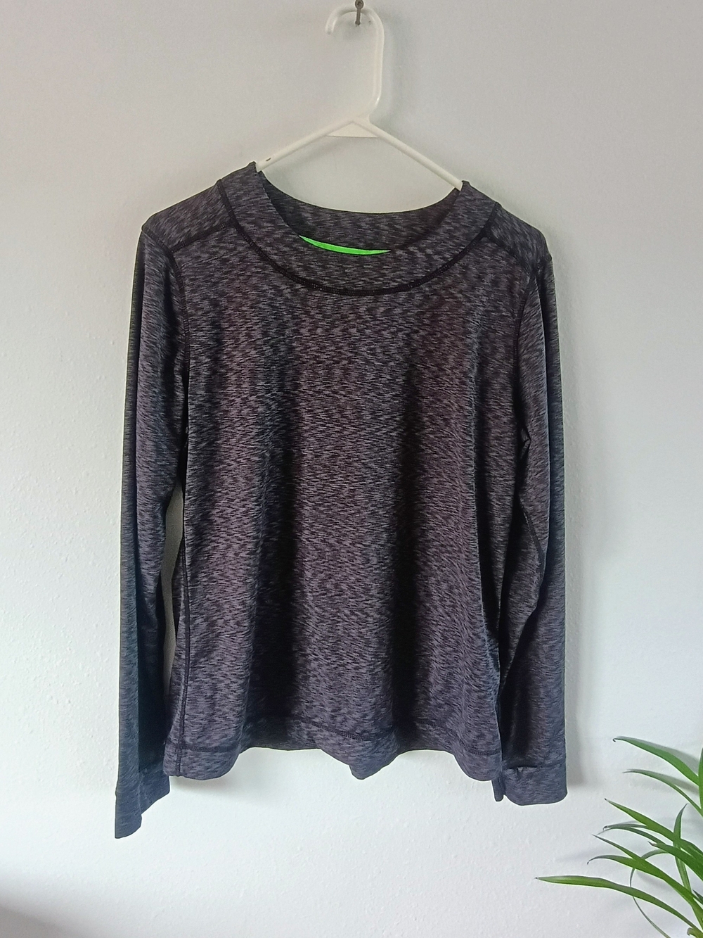 🖤 Cuddl Duds Flex Fit XL Charcoal Space Dye Long Sleeve Activewear Stretch Top